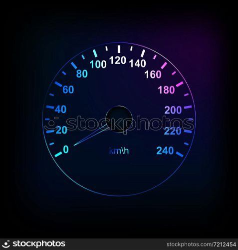 Auto speedometer lighting on dark back. Vector