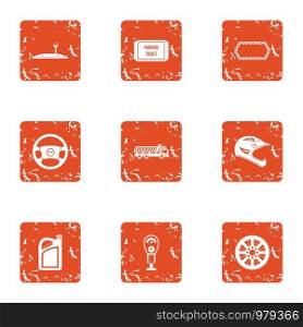 Auto ticket icons set. Grunge set of 9 auto ticket vector icons for web isolated on white background. Auto ticket icons set, grunge style