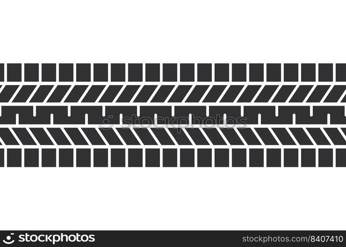 Auto tire tread seamless element. Car tire pattern, wheel tyre tread track. Tyre print. Vector illustration isolated on white background.. Auto tire tread seamless elements. Car tire patterns, wheel tyre tread track. Tyre print. Set of vector illustrations isolated on white background