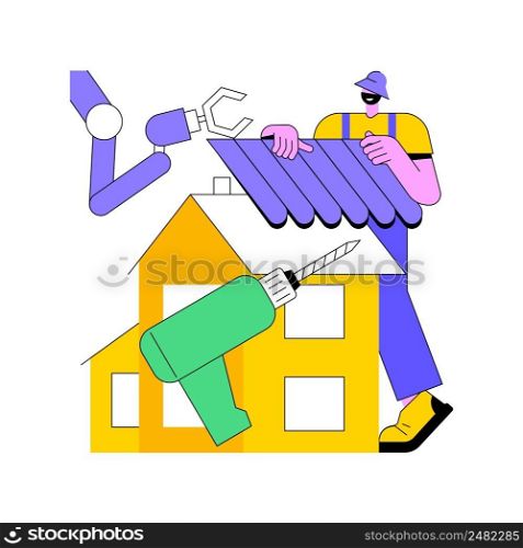 Automated construction equipment abstract concept vector illustration. Robotic excavator, automated technology in construction industry, smart machinery, AI heavy equipment abstract metaphor.. Automated construction equipment abstract concept vector illustration.