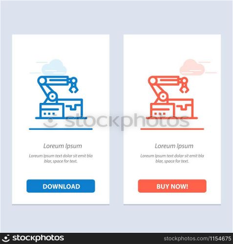 Automated, Robotic, Arm, Technology Blue and Red Download and Buy Now web Widget Card Template