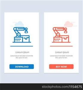 Automated, Robotic, Arm, Technology Blue and Red Download and Buy Now web Widget Card Template