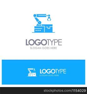 Automated, Robotic, Arm, Technology Blue Solid Logo with place for tagline