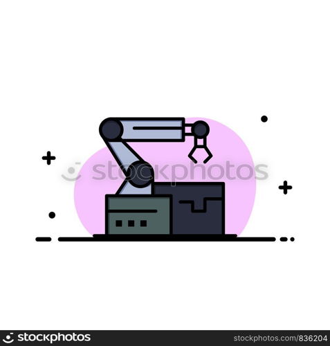 Automated, Robotic, Arm, Technology Business Flat Line Filled Icon Vector Banner Template