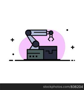Automated, Robotic, Arm, Technology Business Flat Line Filled Icon Vector Banner Template
