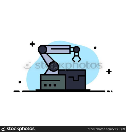 Automated, Robotic, Arm, Technology Business Logo Template. Flat Color