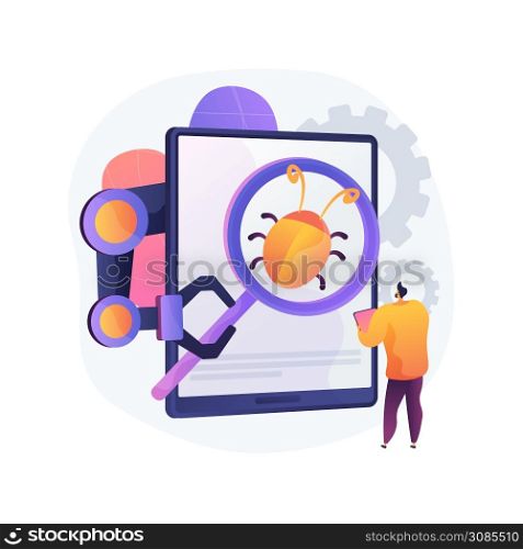 Automated testing abstract concept vector illustration. Automotive executed test, app development tester, automated software testing, usability analysis tool, UI optimization abstract metaphor.. Automated testing abstract concept vector illustration.