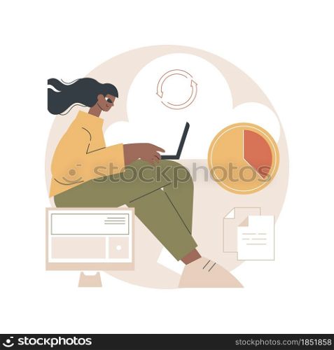 Automatic backup abstract concept vector illustration. Data recovery service, automatic document saving, information backup, mobile phone synchronization, external drive storage abstract metaphor.. Automatic backup abstract concept vector illustration.
