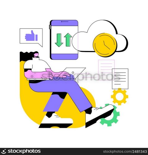 Automatic backup abstract concept vector illustration. Data recovery service, automatic document saving, information backup, mobile phone synchronization, external drive storage abstract metaphor.. Automatic backup abstract concept vector illustration.