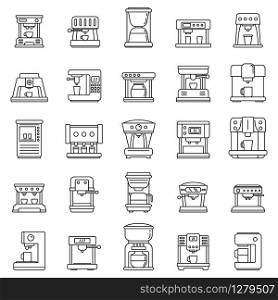 Automatic coffee machine icons set. Outline set of automatic coffee machine vector icons for web design isolated on white background. Automatic coffee machine icons set, outline style
