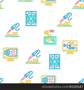 Automation Engineer Vector Seamless Pattern Color Line Illustration. Automation Engineer Vector Seamless Pattern