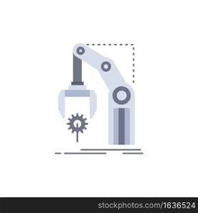 Automation, factory, hand, mechanism, package Flat Color Icon Vector