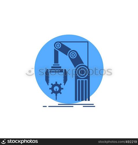 Automation, factory, hand, mechanism, package Glyph Icon.. Vector EPS10 Abstract Template background