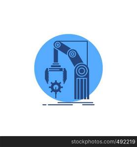 Automation, factory, hand, mechanism, package Glyph Icon.. Vector EPS10 Abstract Template background