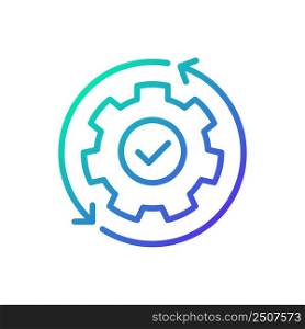 Automation gradient linear vector icon. Manufacturing process. Boosting efficiency. Replacing manual labor. Thin line color symbol. Modern style pictogram. Vector isolated outline drawing. Automation gradient linear vector icon