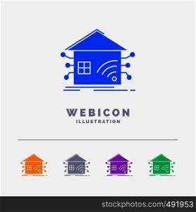 Automation, home, house, smart, network 5 Color Glyph Web Icon Template isolated on white. Vector illustration. Vector EPS10 Abstract Template background