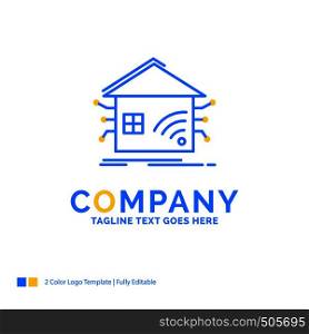 Automation, home, house, smart, network Blue Yellow Business Logo template. Creative Design Template Place for Tagline.