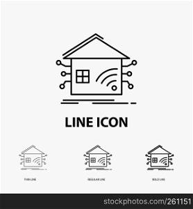 Automation, home, house, smart, network Icon in Thin, Regular and Bold Line Style. Vector illustration