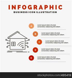 Automation, home, house, smart, network Infographics Template for Website and Presentation. Line Gray icon with Orange infographic style vector illustration. Vector EPS10 Abstract Template background