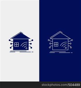 Automation, home, house, smart, network Line and Glyph web Button in Blue color Vertical Banner for UI and UX, website or mobile application. Vector EPS10 Abstract Template background