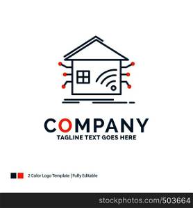 Automation, home, house, smart, network Logo Design. Blue and Orange Brand Name Design. Place for Tagline. Business Logo template.