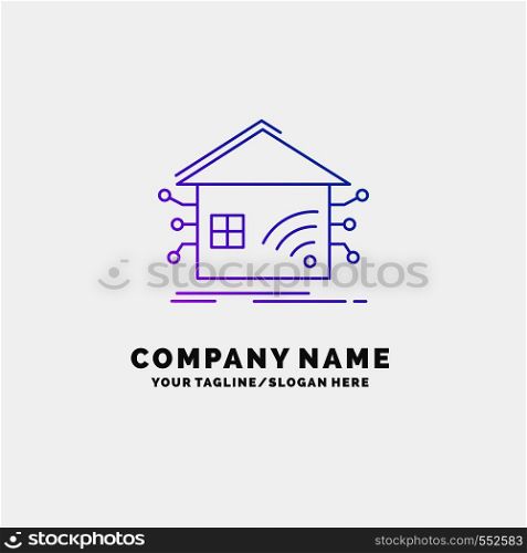 Automation, home, house, smart, network Purple Business Logo Template. Place for Tagline. Vector EPS10 Abstract Template background