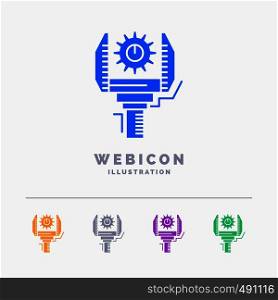 Automation, industry, machine, production, robotics 5 Color Glyph Web Icon Template isolated on white. Vector illustration. Vector EPS10 Abstract Template background