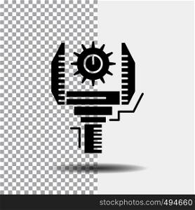 Automation, industry, machine, production, robotics Glyph Icon on Transparent Background. Black Icon. Vector EPS10 Abstract Template background