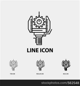 Automation, industry, machine, production, robotics Icon in Thin, Regular and Bold Line Style. Vector illustration. Vector EPS10 Abstract Template background