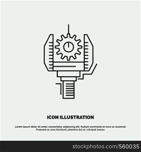 Automation, industry, machine, production, robotics Icon. Line vector gray symbol for UI and UX, website or mobile application. Vector EPS10 Abstract Template background