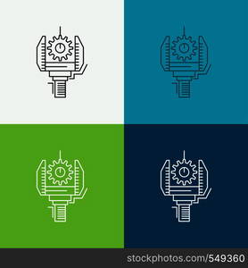 Automation, industry, machine, production, robotics Icon Over Various Background. Line style design, designed for web and app. Eps 10 vector illustration. Vector EPS10 Abstract Template background
