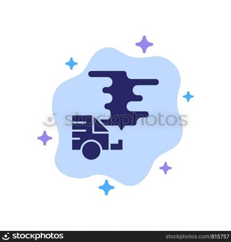 Automobile, Car, Emission, Gas, Pollution Blue Icon on Abstract Cloud Background