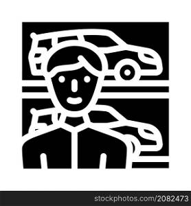 automobile car seller glyph icon vector. automobile car seller sign. isolated contour symbol black illustration. automobile car seller glyph icon vector illustration