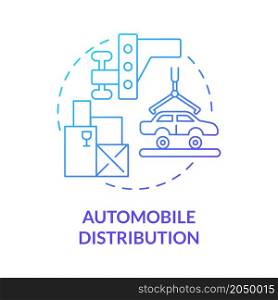 Automobile distribution blue gradient concept icon. Cars delivery business. Trading company service providing abstract idea thin line illustration. Vector isolated outline color drawing. Automobile distribution blue gradient concept icon