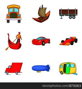 Automobile icons set. Cartoon set of 9 automobile vector icons for web isolated on white background. Automobile icons set, cartoon style