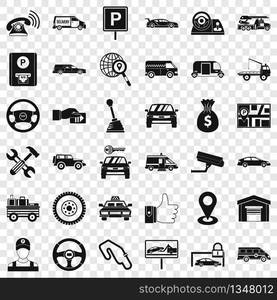 Automobile icons set. Simple style of 36 automobile vector icons for web for any design. Automobile icons set, simple style