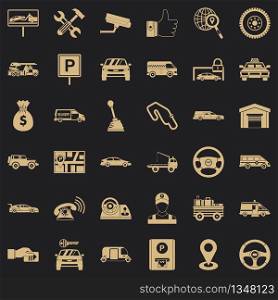 Automobile icons set. Simple style of 36 automobile vector icons for web for any design. Automobile icons set, simple style
