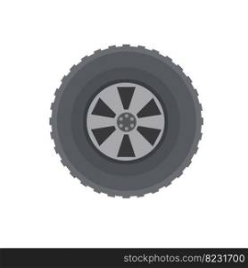 Automobile tire. Repair and maintenance. Cartoon flat illustration. Detail of wheel of car. Automobile tire. Repair and maintenance.