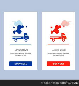 Automobile, Truck, Emission, Gas, Pollution Blue and Red Download and Buy Now web Widget Card Template