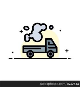 Automobile, Truck, Emission, Gas, Pollution  Business Flat Line Filled Icon Vector Banner Template
