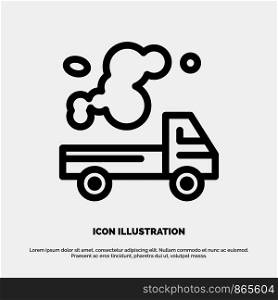 Automobile, Truck, Emission, Gas, Pollution Line Icon Vector