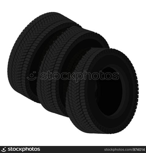 Automobile tyre icon. Isometric illustration of automobile tyre vector icon for web. Automobile tyre icon, isometric style