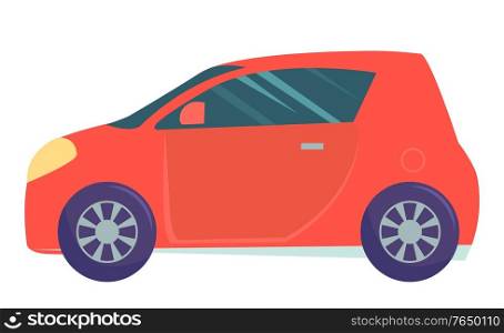 Automobile vector, isolated smart car small sized auto. Transport with no harm for ecology, modern vehicle transportation in city or town, driving ecar illustration in flat style design for web, print. Smart Car, City Transportation Electric Automobile