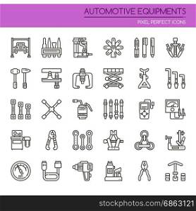 Automotive Equipments , Thin Line and Pixel Perfect Icons