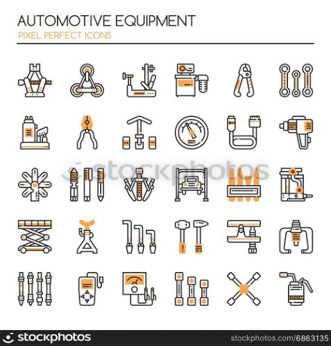 Automotive Equipments , Thin Line and Pixel Perfect Icons