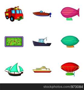 Automotive industry icons set. Cartoon set of 9 automotive industry vector icons for web isolated on white background. Automotive industry icons set, cartoon style