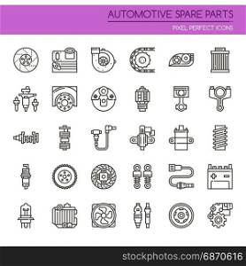 Automotive Spare Part Elements , Thin Line and Pixel Perfect Icons