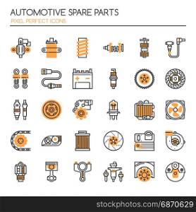 Automotive Spare Part Elements , Thin Line and Pixel Perfect Icons