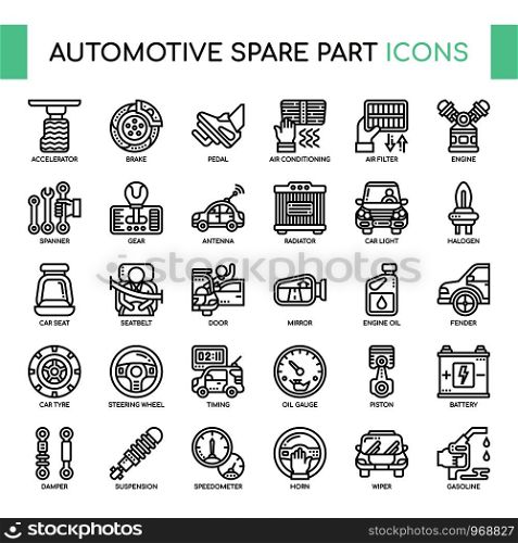 Automotive spare parts , Thin Line and Pixel Perfect Icons