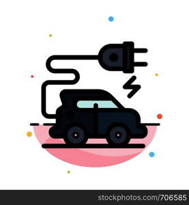 Automotive Technology, Electric Car, Electric Vehicle Abstract Flat Color Icon Template